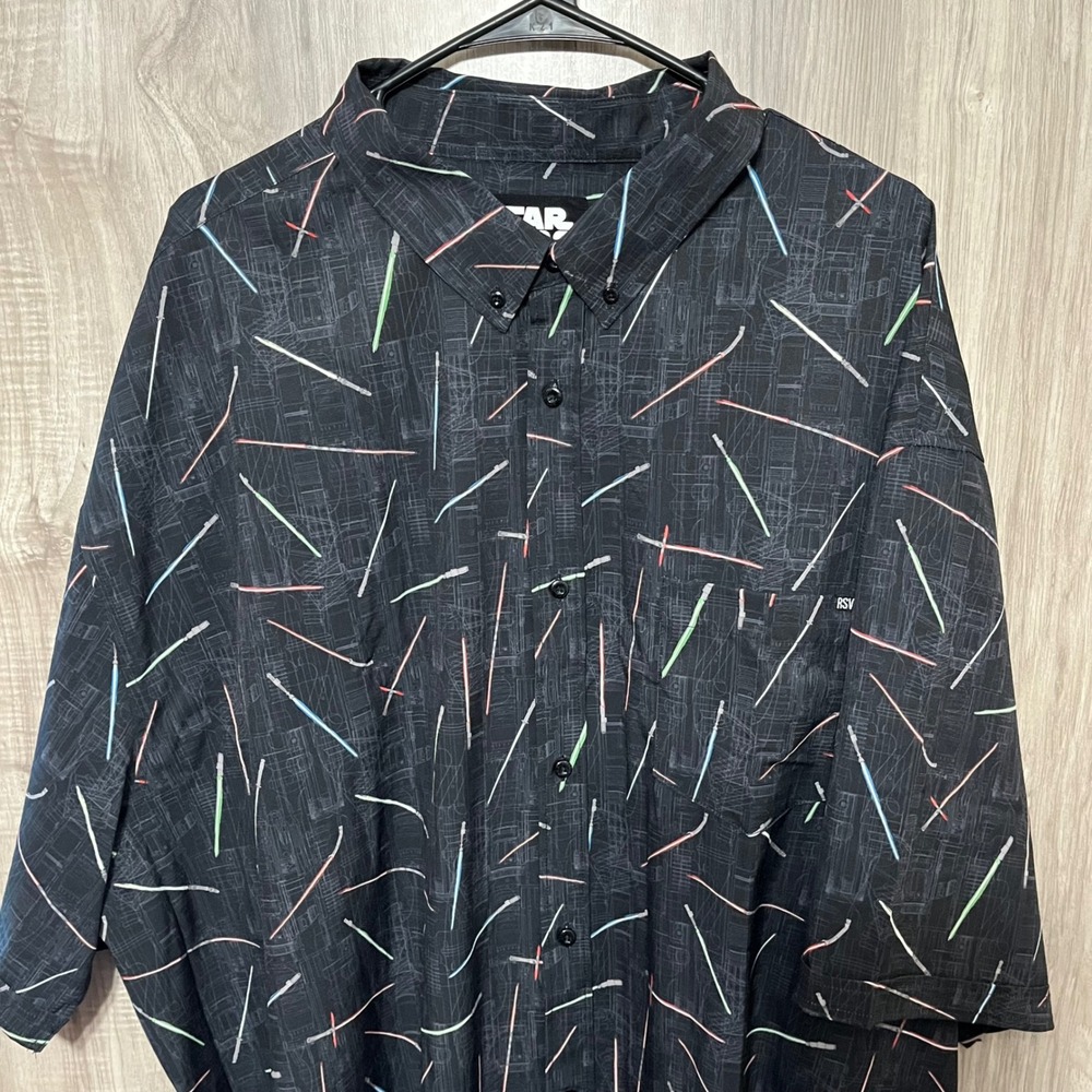 RSVLTS Star Wars Lightsabers Button Up Shirt Kunuflex Mens Size 4XL - Picture 2 of 12